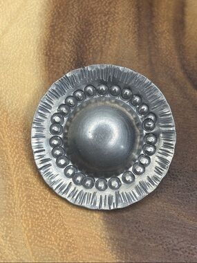 Jyde Kunst Danish Pewter Brooch Engraved Circle Jewelry 332 MCM